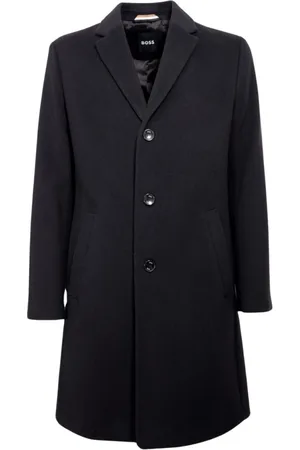 HUGO BOSS Mantels, Heren, Zwart, L, Wol, Formele Slim Fit Wollen Jas