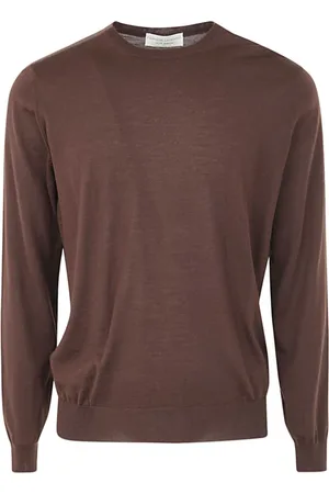 FILIPPO DE LAURENTIIS Truien, Heren, Bruin, L, Wol, Bruine Merino Crew Neck Sweater