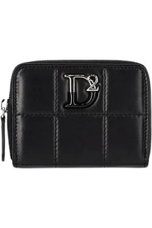 Dsquared2 Accessoires, Dames, Zwart, ONE Size, Katoen, Gewatteerde leren portemonnee met rits