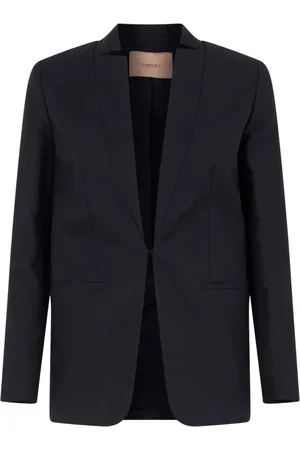 Twin-Set Jassen, Dames, Zwart, S, Linnen, Gewassen Linnen Diagonale Blazer