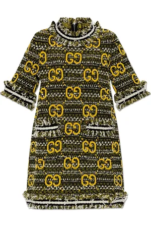 Gucci Kleedjes, Dames, Zwart, S, Tweed, Tweed Mini Jurk met Monogram
