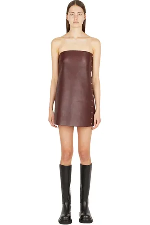 Durazzi Milano Kleedjes, Dames, Bruin, S, Leer, Leren Jurk met Studs