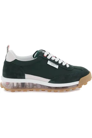 Thom Browne Schoenen, Heren, Groen, 41 EU, Suède, Tech Runner Sneakers met suède inzetstukken