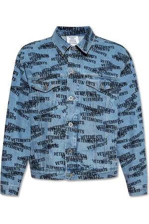 Vetements Jassen, Heren, Blauw, M, Denim, Denimjack met logo