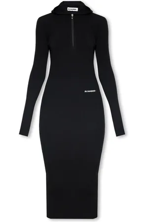 Jil Sander Kleedjes, Dames, Zwart, S, Wol, Hoodie Jurk