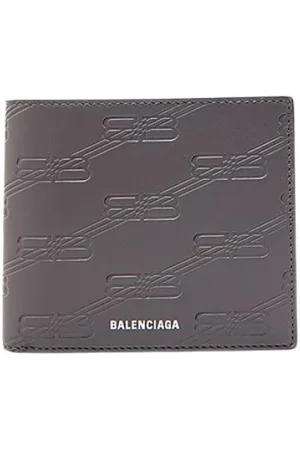 Balenciaga Accessoires, Heren, Grijs, ONE Size, Leer, Geperste leren portemonnee