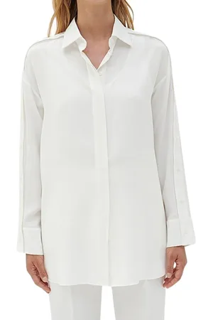 BARBARA BUI Blouses & Shirts, Dames, Wit, S, Denim, Damesoverhemd met Knoopdetail