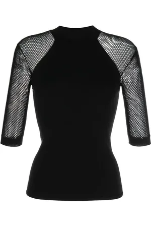 Stella McCartney Blouses & Shirts, Dames, Zwart, M, Zwarte Mesh Panel Trui