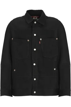 JUNYA WATANABE Jassen, Heren, Zwart, M, Katoen, Zwarte Katoenen en Wol Jas met Kraag