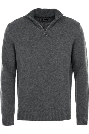 Barbour Sweatshirts & Hoodies, Heren, Grijs, M, Wol, Essentiële Lamswol Halve Rits Trui