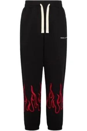 Vision Of Super Broeken, Heren, Zwart, XS, Zwarte broek met geborduurde vlammen