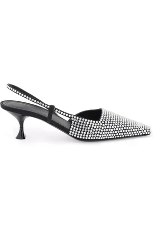 3Juin Schoenen, Dames, Zwart, 40 EU, Satijn, Slingback pumps met kristallen