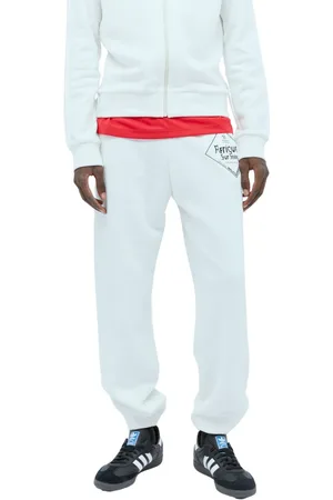 WALES BONNER Broeken, Heren, Wit, S, Katoen, Logo Print Trainingsbroek