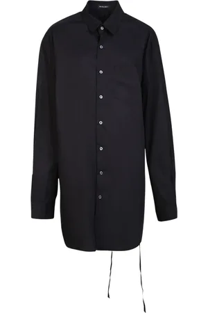 ANN DEMEULEMEESTER Kleedjes, Dames, Zwart, M, Katoen, Elisabeth Shirt - Klassieke Kraag, Asymmetrische Zoom