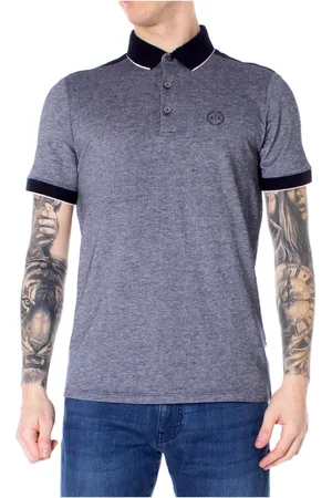 Armani Exchange Tops, Heren, Blauw, L, Blauwe Marl Polo voor Heren
