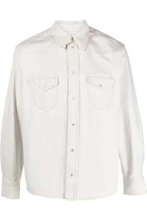 Bally Blouses & Shirts, Dames, Wit, S, Denim, Witte Denim Overhemd met Parelknoopjes