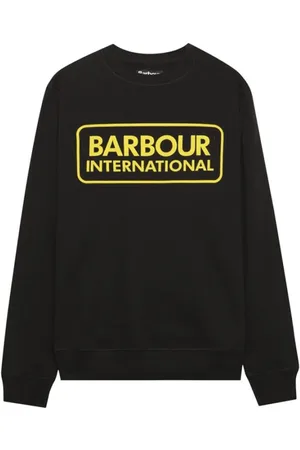 Barbour Sweatshirts & Hoodies, Heren, Zwart, M, Katoen, Sweatshirt met Groot Logo en Raglanmouwen