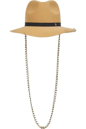 Le Mont St Michel Accessoires, Heren, , S, Wol, Kameelkleurige Wollen Hoed met Gouden en Zwarte Kettingen
