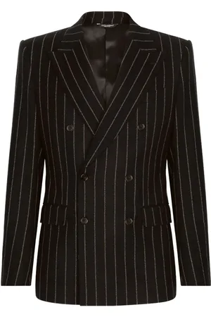Dolce & Gabbana Jassen, Heren, Zwart, L, Wol, Pinstripe Dubbelrij Blazer