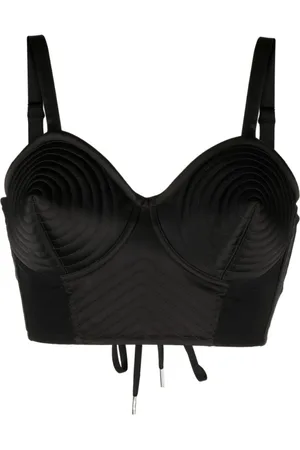 Jean Paul Gaultier Tops, Dames, Zwart, S, Conische Korset Crop Top