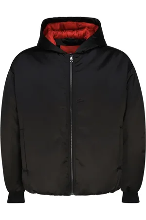 FERRARI Jassen, Heren, Zwart, S, Polyester, Zwarte technische stofjas met capuchon