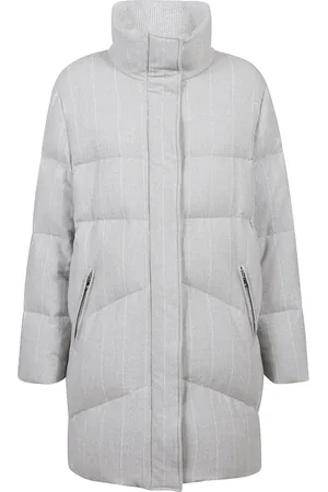 ELEVENTY Jassen, Dames, Grijs, S, Wol, Gewatteerde Jas met Lurex Detail