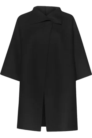Harris Wharf London Mantels, Dames, Zwart, L, Wol, Gebreide Wol Kimono Cape