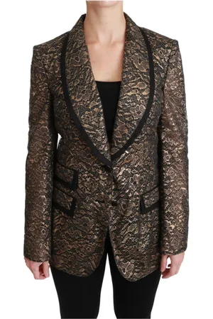 Dolce & Gabbana Jassen, Dames, Geel, M, Polyester, Prachtige Single Breasted Coat Jas