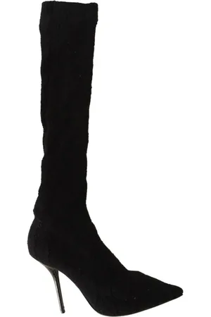 Dolce & Gabbana Schoenen, Dames, Zwart, 39 EU, Zwarte Stretch Sokken Kniehoge Booties