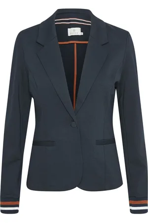 Kaffe Jassen, Dames, Blauw, S, Leer, Sportieve Blazer met Kleurrijke Strepen