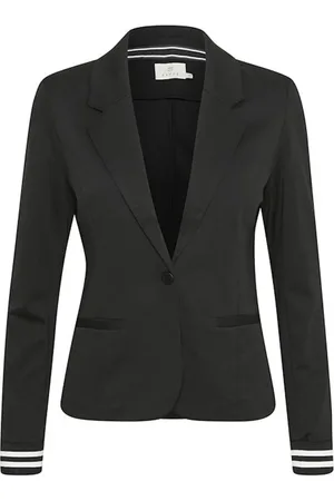 Kaffe Jassen, Dames, Zwart, 2Xl, Leer, Gestreepte Blazer met Sportieve Touch