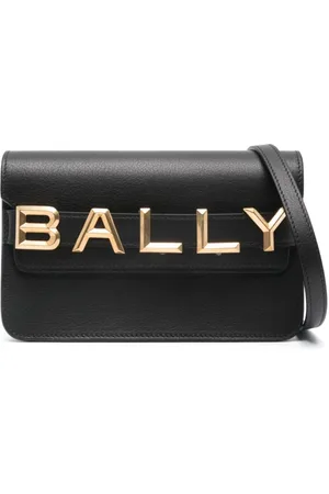 Bally Tassen, Dames, Zwart, ONE Size, Leer, Logo Leren Crossbody Tas