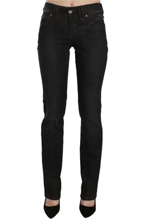 John Galliano Jeans, Dames, Zwart, W24, Denim, Slim Fit Corduroy Denim Broek