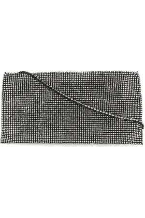 BENEDETTA BRUZZICHES Tassen, Dames, Zwart, ONE Size, Zwarte schoudertas met strass en kristallen handvat