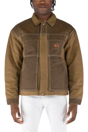 Dickies Jassen, Heren, Bruin, L, Katoen, Lucas Gewaxte Voorkant Jas