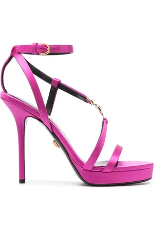 VERSACE Schoenen, Dames, Roze, 40 EU, Satijn, Fuchsia Roze Medusa Satijnen Sandalen