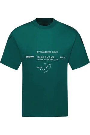 Ader Error Tops, Heren, Groen, S, Katoen, Groen Katoenen T-Shirt - Stijlvol Ontwerp