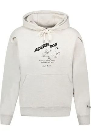 Ader Error Sweatshirts & Hoodies, Heren, Wit, S, Katoen, Witte Katoenen Hoodie - Stijlvol Ontwerp