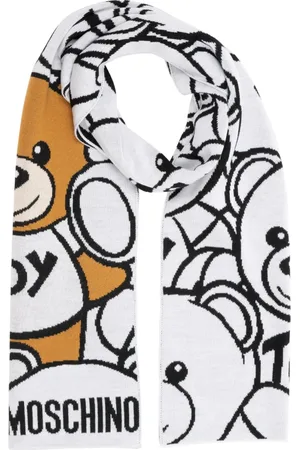 Moschino Accessoires, Dames, Wit, ONE Size, Wol, Abstract Multikleur Teddybeer Wollen Sjaal