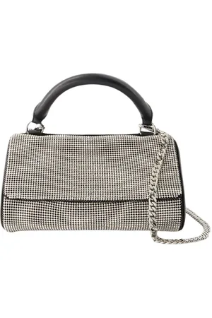 KARA Tassen, Dames, Wit, ONE Size, Leer, Witte Crush Satchel Tas - Messing