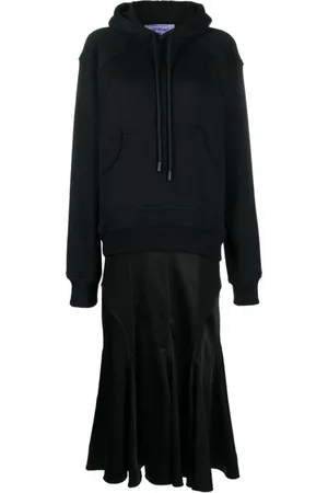 OFF-WHITE Kleedjes, Dames, Zwart, S, Katoen, Zwarte Jurk met Logo-print