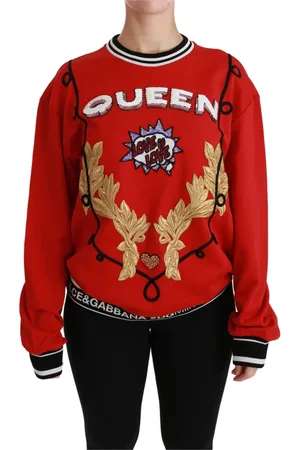 Dolce & Gabbana Sweatshirts & Hoodies, Dames, Rood, M, Katoen, Rode Queen Love Paillet Trui
