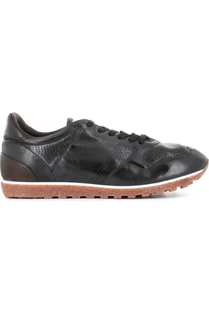 ALBERTO FASCIANI Schoenen, Heren, Zwart, 44 EU, Leer, Zwarte Sneakers van Paardenleer met Kurk en Latex Zool