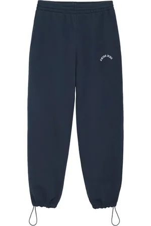 ANINE BING Broeken, Dames, Blauw, S, Katoen, Zachte en comfortabele sweatpants met elastische tailleband en trekkoorden aan de onderkant van de benen