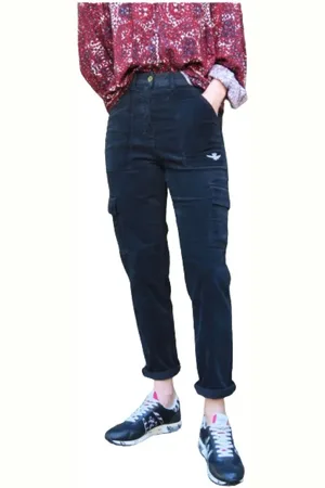 Aeronautica Militare Jeans, Dames, Zwart, S, Katoen, Cargo Velours Broek - Zwart