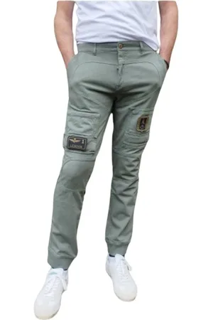 Aeronautica Militare Broeken, Heren, Groen, L, Katoen, Katoenen Joggingbroek met Anti-G Zakken