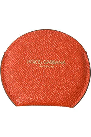 Dolce & Gabbana Tassen, Dames, Oranje, ONE Size, Leer, Oranje Leren Handspiegel Houder