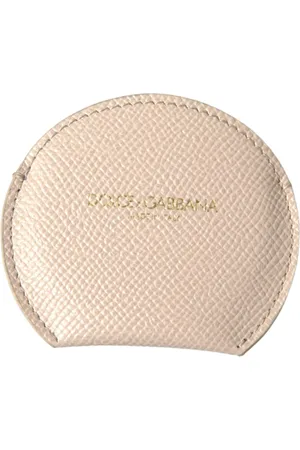 Dolce & Gabbana Tassen, Dames, , ONE Size, Leer, Leren Ronde Logo Handspiegelhouder