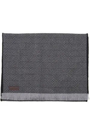 CANALI Accessoires, Heren, Zwart, ONE Size, Wol, Geometrische Fantasie Wollen Sjaal
