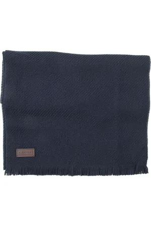 CANALI Accessoires, Heren, Blauw, ONE Size, Wol, Klassieke Wollen Sjaal met Diagonale Print